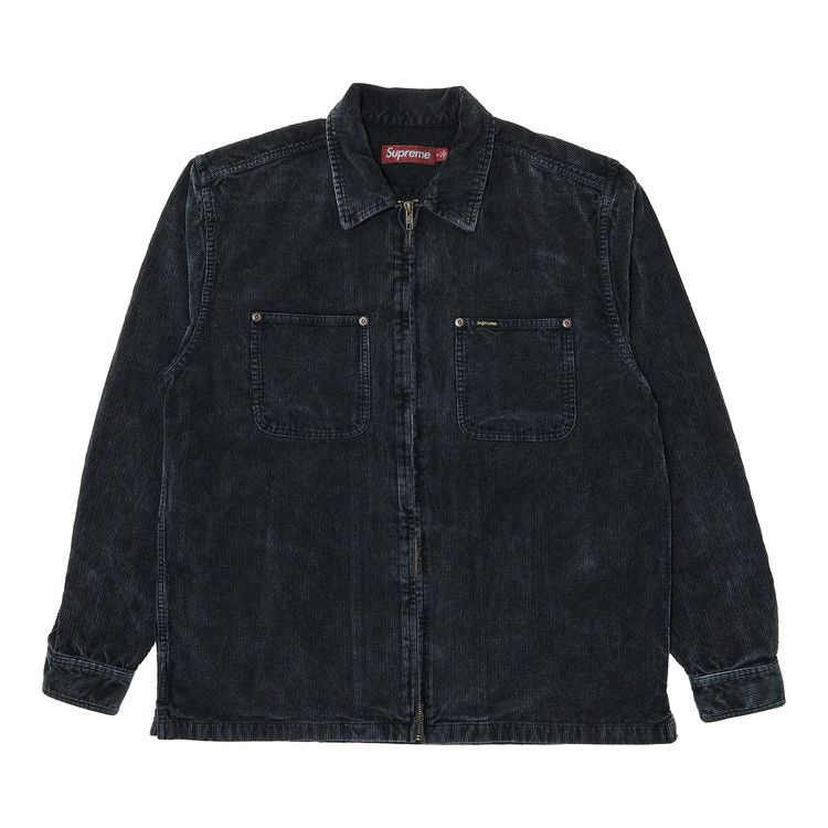 Supreme Washed Corduroy Zip Up Shirt 'Black'