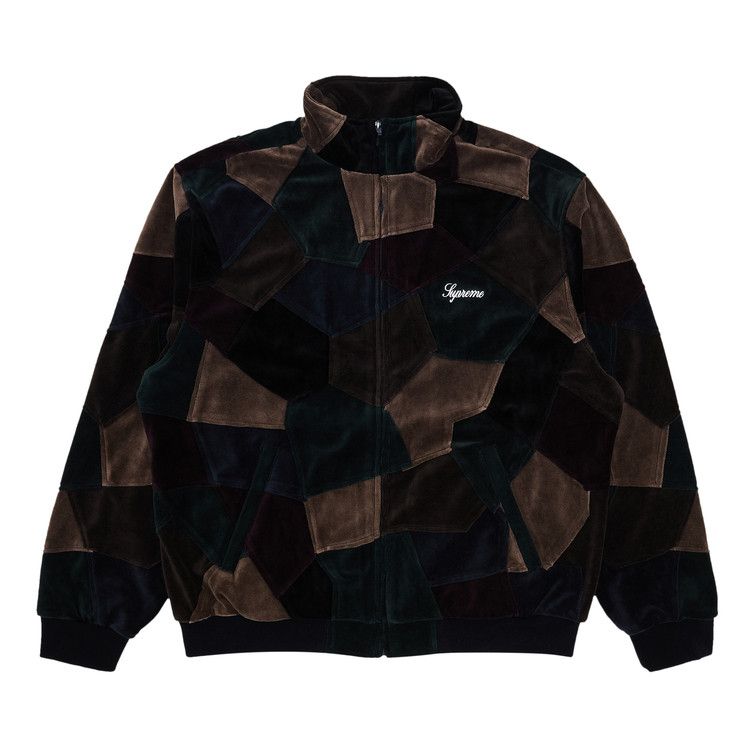 Supreme Patchwork Velour Track Jacket 'Dark Navy'
