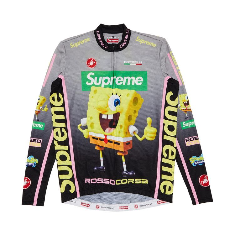 Supreme x Spongebob Squarepants x Castelli Long-Sleeve Cycling Jersey 'Black'