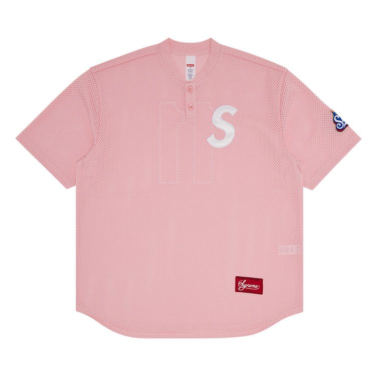 Supreme S Logo Baseball Henley 'Pink'