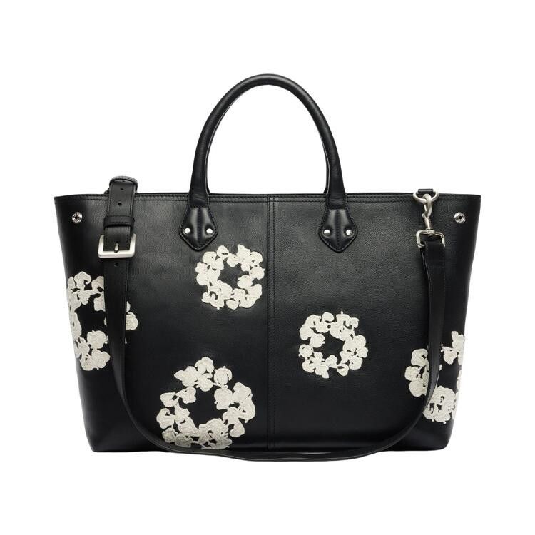 Denim Tears Cotton Wreath Leather Bag Large 'Black/White'