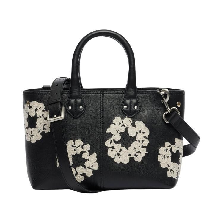 Denim Tears Cotton Wreath Leather Bag Small 'Black/White'
