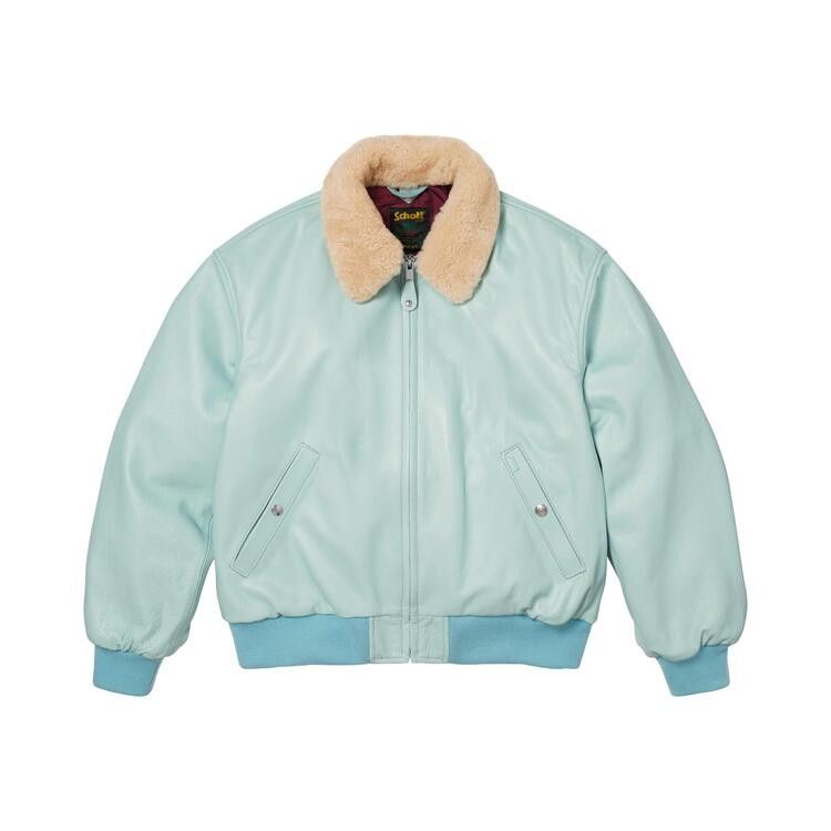 Supreme x Schott Shearling Collar Bomber Jacket 'Light Blue'