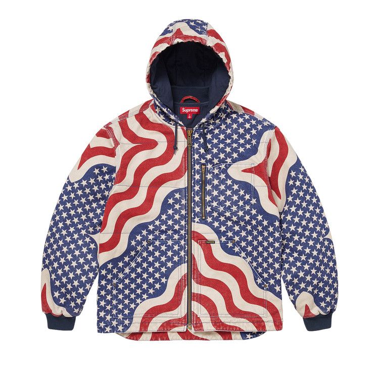 Supreme Flag Quilted Hooded Work Jacket 'Multicolor'