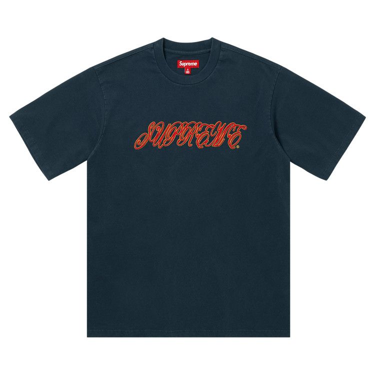 Supreme Raised Script Short-Sleeve Top 'Navy'