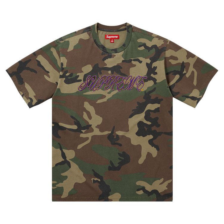 Supreme Raised Script Short-Sleeve Top 'Woodland Camo'