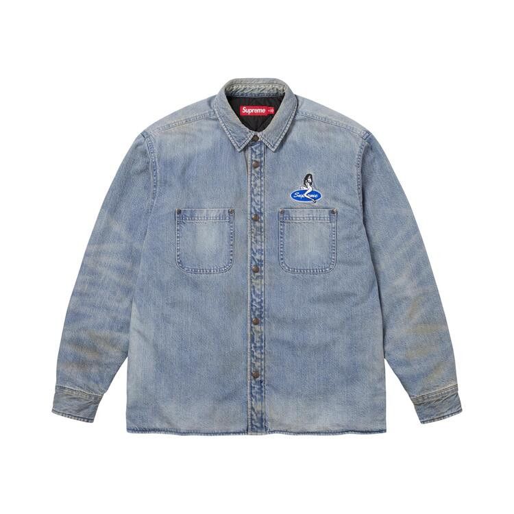 Supreme Quilted Lined Denim Snap Shirt 'Dirty Indigo'
