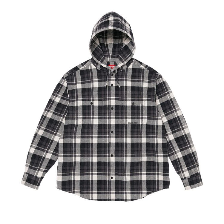 Supreme Hooded Flannel Shirt 'Black'