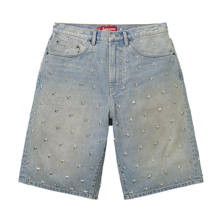 Supreme Stars Studded Baggy Denim Short 'Washed Indigo'