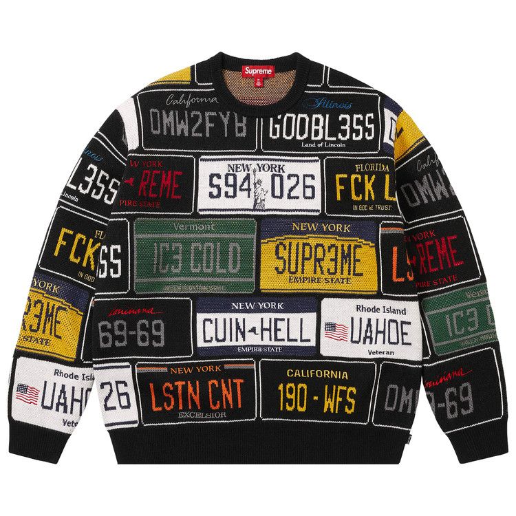 Supreme License Plate Sweater 'Black'