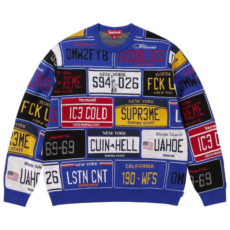 Supreme License Plate Sweater 'Royal'