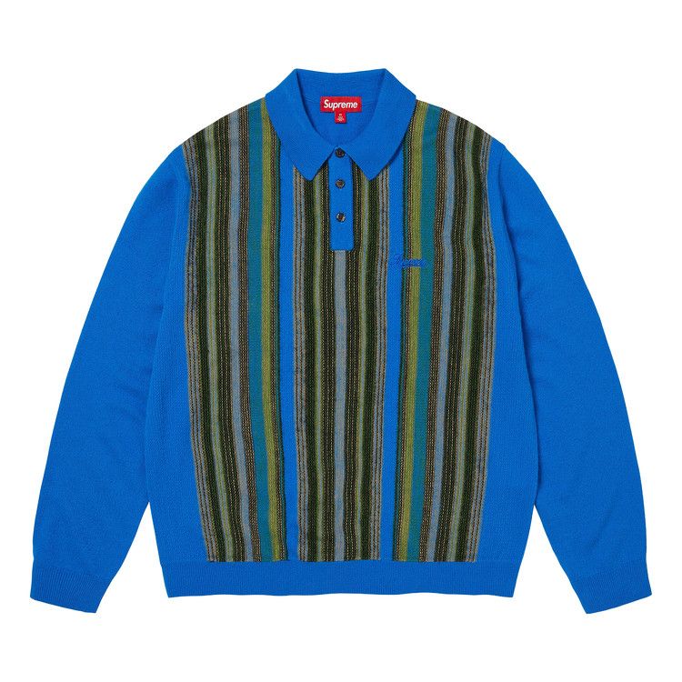 Supreme Multi Stripe Polo Sweater 'Blue'
