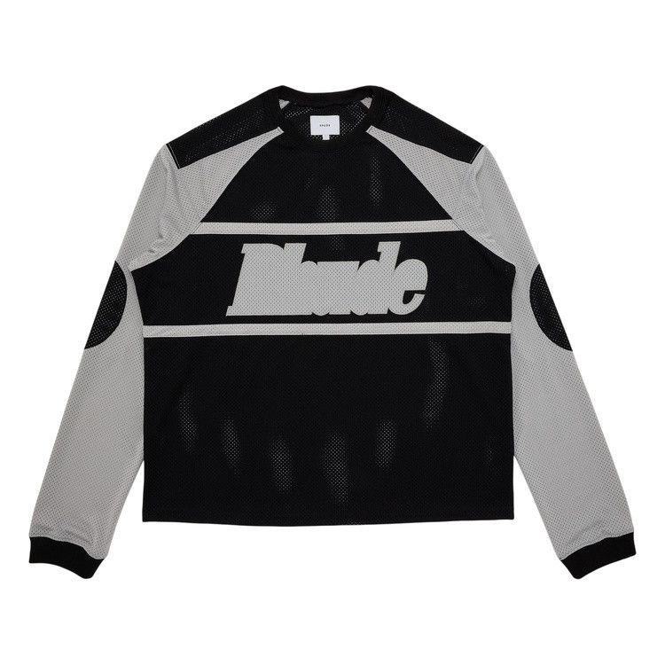 Rhude Mesh Moto Long-Sleeve Shirt 'Black/Grey'