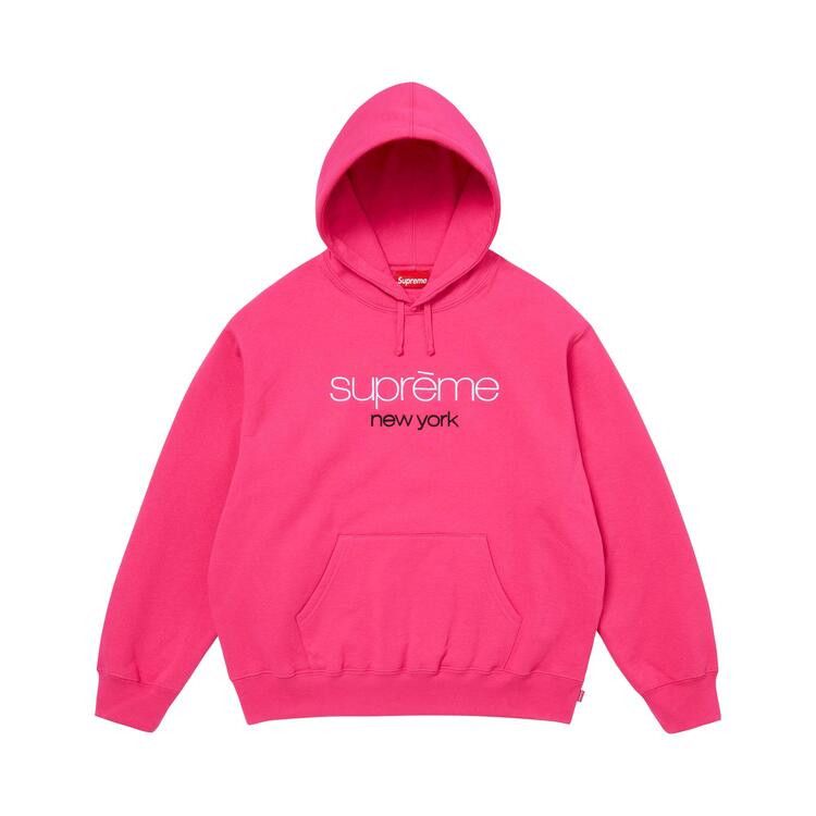 Supreme Classic Logo Hooded Sweatshirt 'Bright Fuchsia'