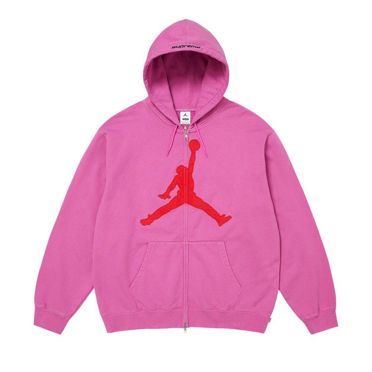 Supreme x Jordan Zip Up Hooded Sweatshirt 'Pink'