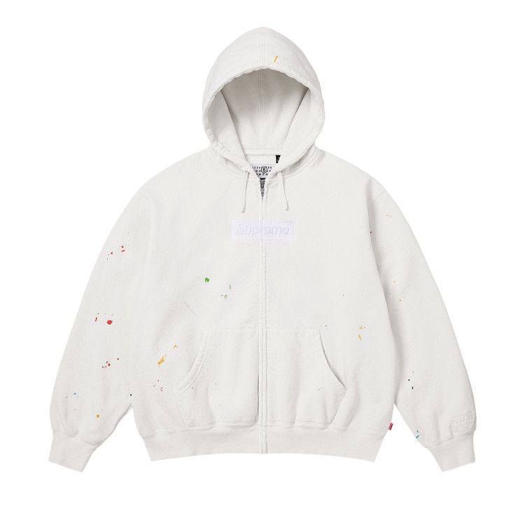 Supreme x MM6 Maison Margiela Box Logo Zip Up Hooded Sweatshirt 'White'