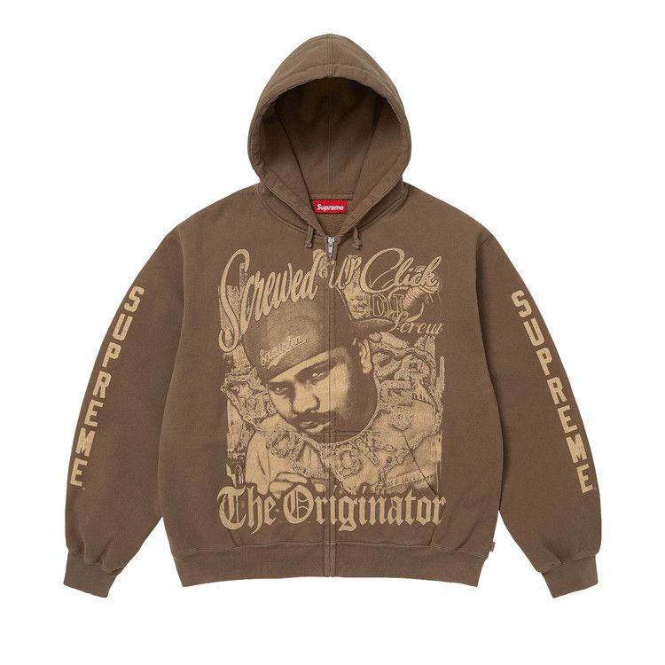 Supreme x Dj Screw Zip Up Hooded Sweatshirt 'Dusty Brown'