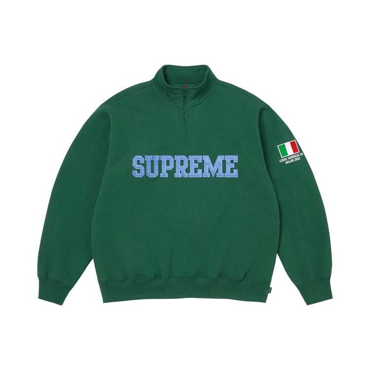 Supreme Shop Flag Half Zip Pullover 'Dark Green Milan'