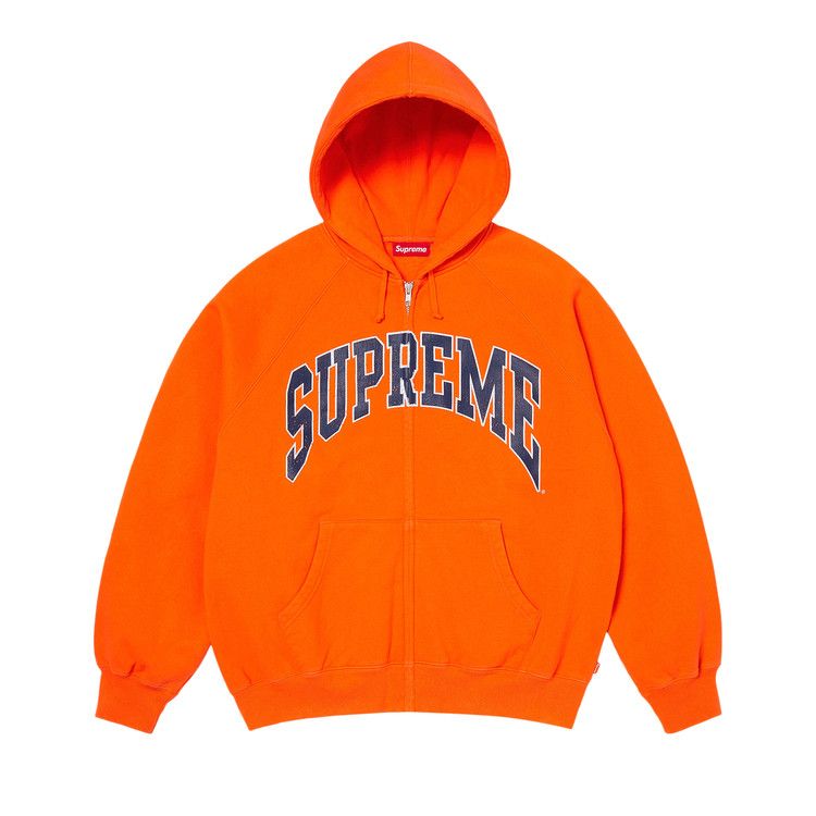 Supreme Cracked Raglan Zip Up Hooded Sweatshirt 'Dark Orange'