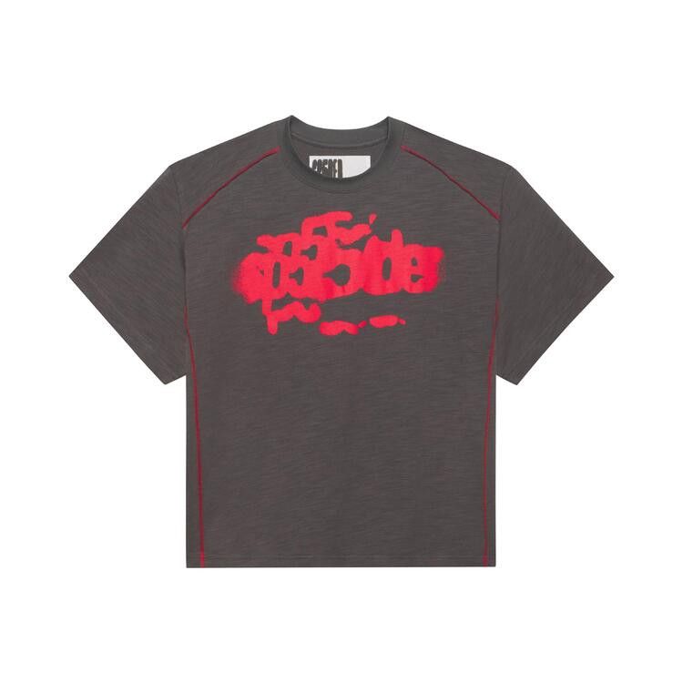 Sp5der Slate Contrast Stitch Slub Tee 'Black'