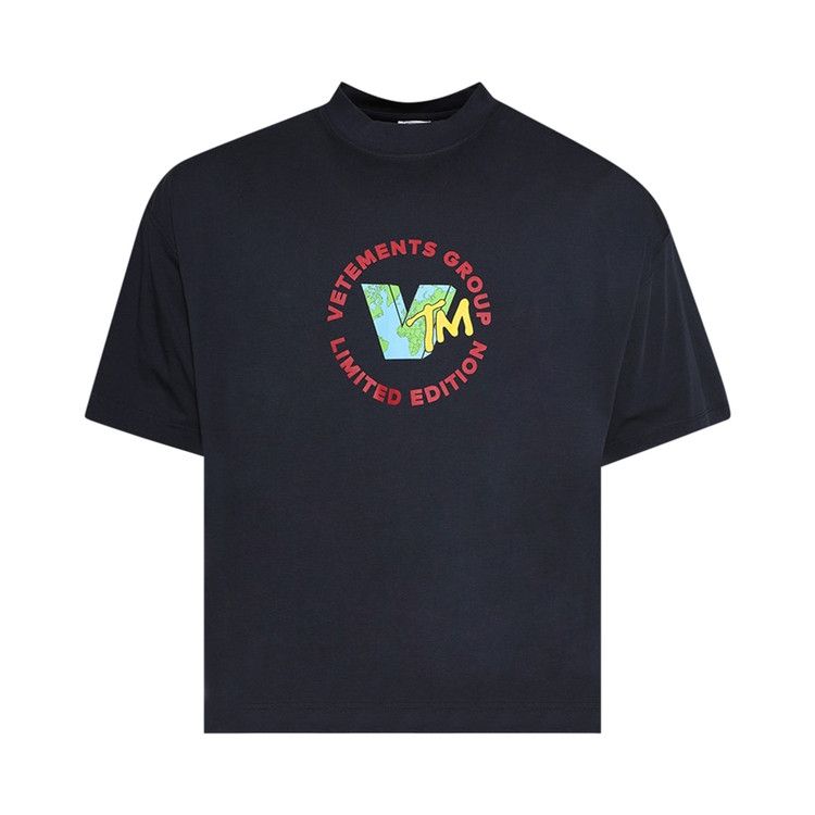 Vetements World Cropped Boxy T-Shirt 'Navy'