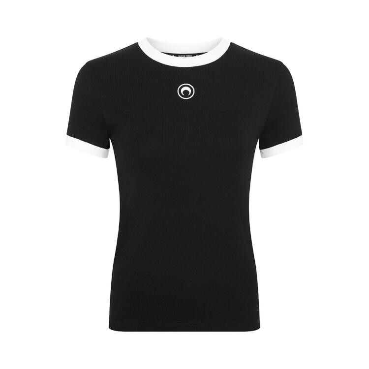 Marine Serre Moon Logo Bicolor Jersey T-Shirt 'Black'