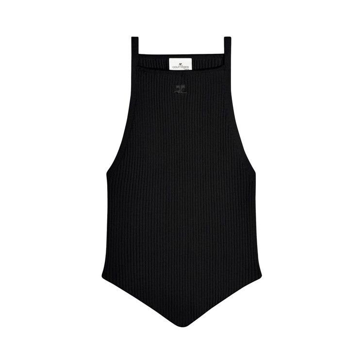 Courrèges Signature Pointy Rib Knit Top 'Black'