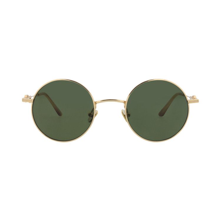 Valentino Round-Frame Metal Sunglasses 'Gold/Green'
