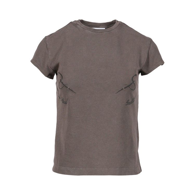 Jean Paul Gaultier Stretch Cotton Baby Tee Embroidered Needles Jean Paul Gaultier 'Burgundy'