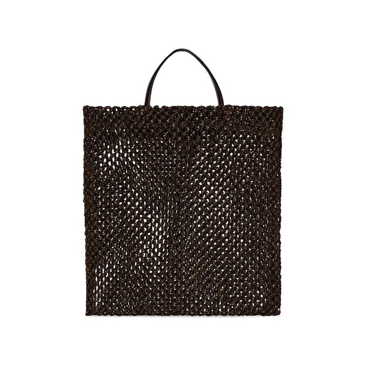 The Row Barn Mini Tote Raffia Bag 'Dark Brown'