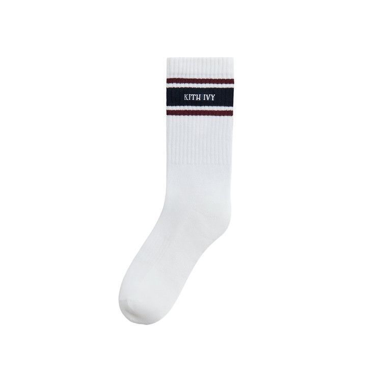 Kith Ivy For Wilson Stripe Logo Crew Socks 'White / Port Royal'