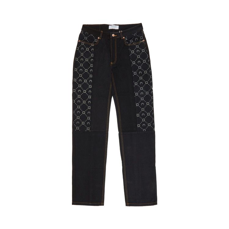 Marine Serre Regenerated Denim Straight Leg Pants 'Blue'