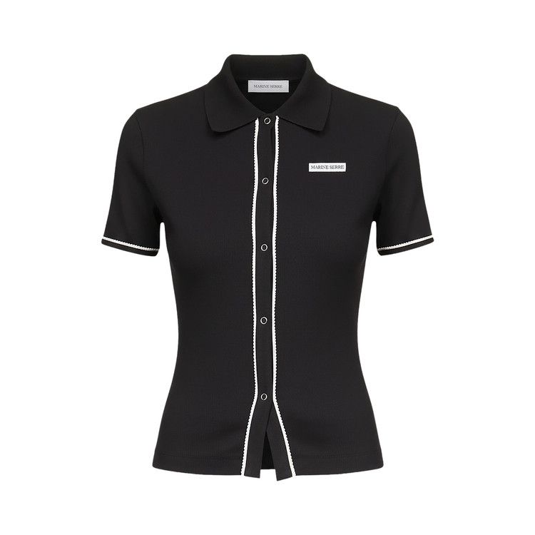 Marine Serre Cute 70'S Short-Sleeve Polo T-Shirt 'Black'