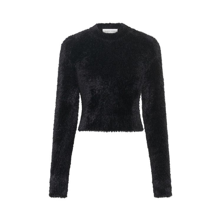 Marine Serre Wild Fluffy Knit Fitted Crewneck Sweater 'Black'