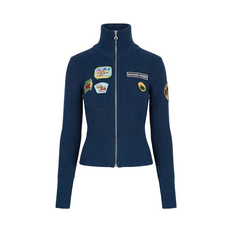 Marine Serre UPC Patch Cardigan 'Blue Petrol'