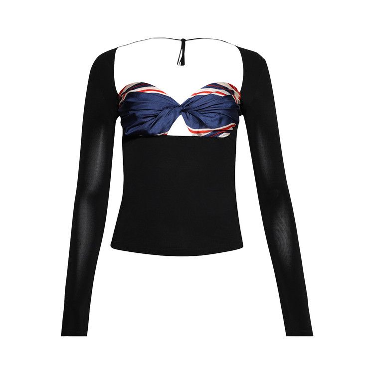 Marine Serre Regenerated Silk Scarf Draped Top 'Multicolor'
