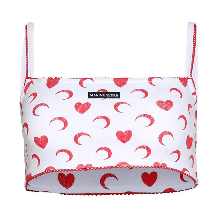 Marine Serre Moon Heart Bra 'White/Red'