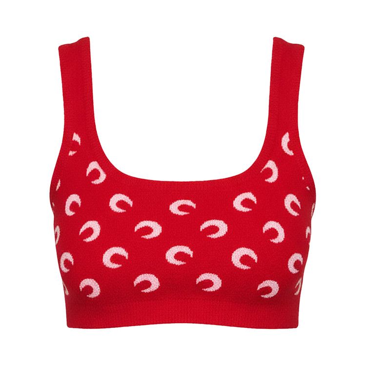Marine Serre Moon Jacquard Bouclette Bra 'Red/Pink'