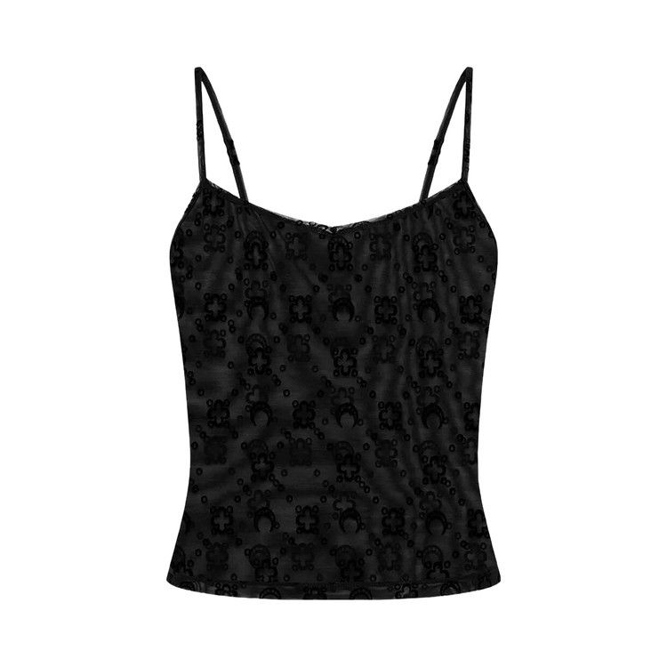 Marine Serre Moonogram Mesh Flock Straps Top 'Black'