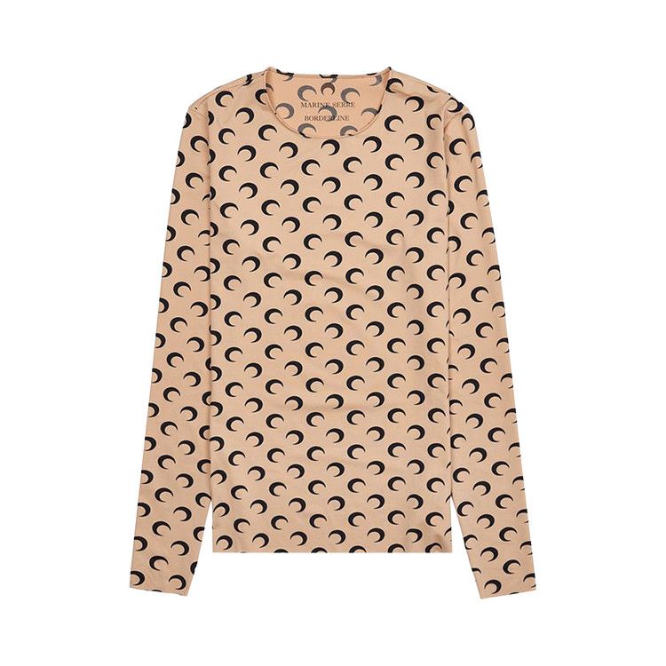 Marine Serre Recycled Moon Jersey Short-Sleeve Crewneck Top 'Tan'