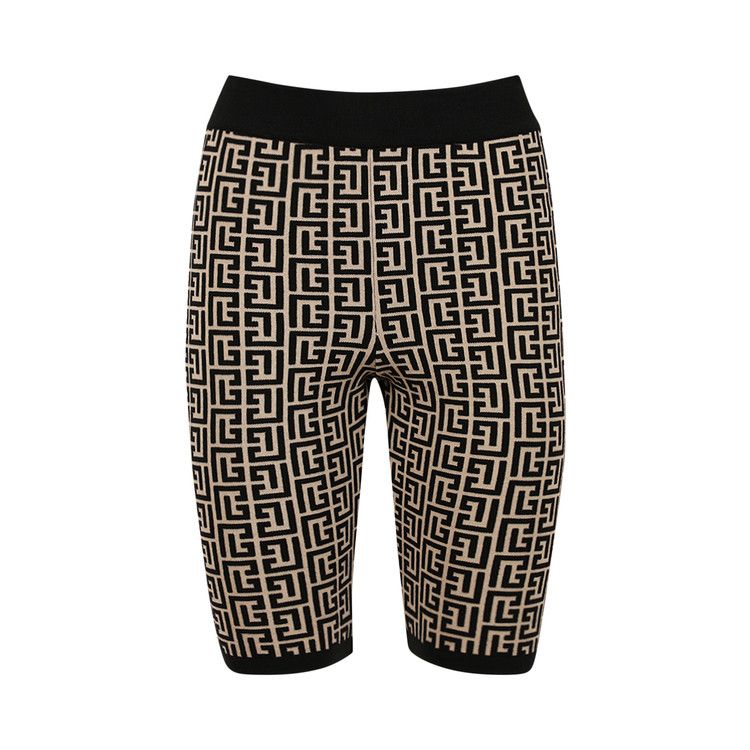 Balmain Monogram Knit Cyclist Shorts 'Black/White'