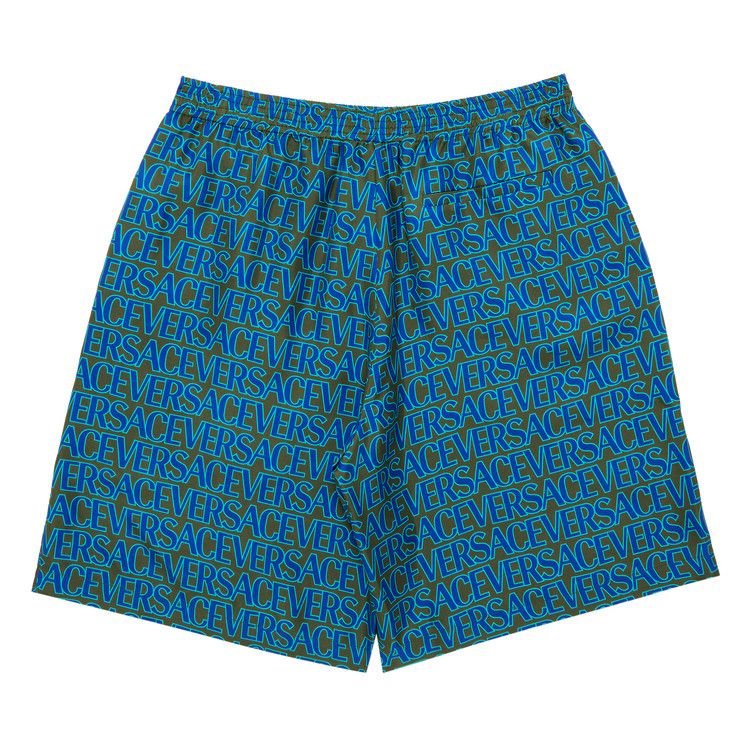 Versace Baroque Print Silk Shorts 'Khaki/Blue'