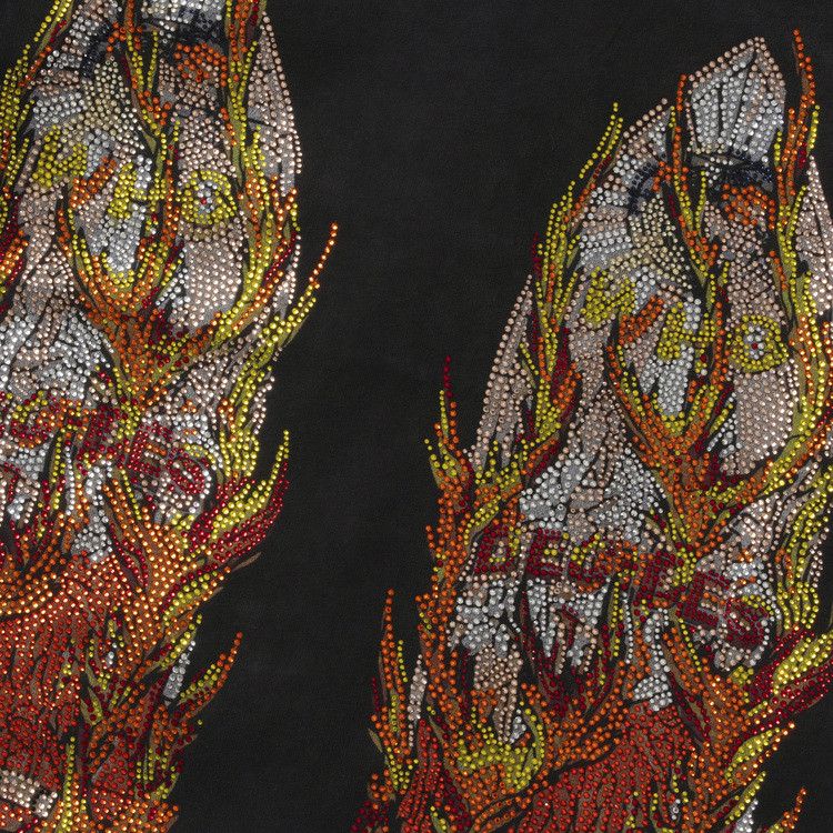 Who Decides War Rhinestone Flame Glass Jersey T-Shirt 'Coal'