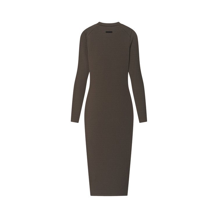 Fear of God Essentials Rib Knit Fitted Long Sleeve Dress 'Brown'