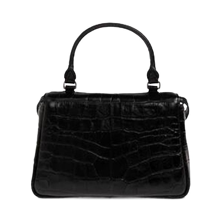 Tory Burch Charlie Embossed Croc Top Handle Chain Wallet 'Black'