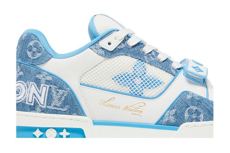 Louis Vuitton Trainer Low 'Velcro Strap - Light Blue Monogram Denim'