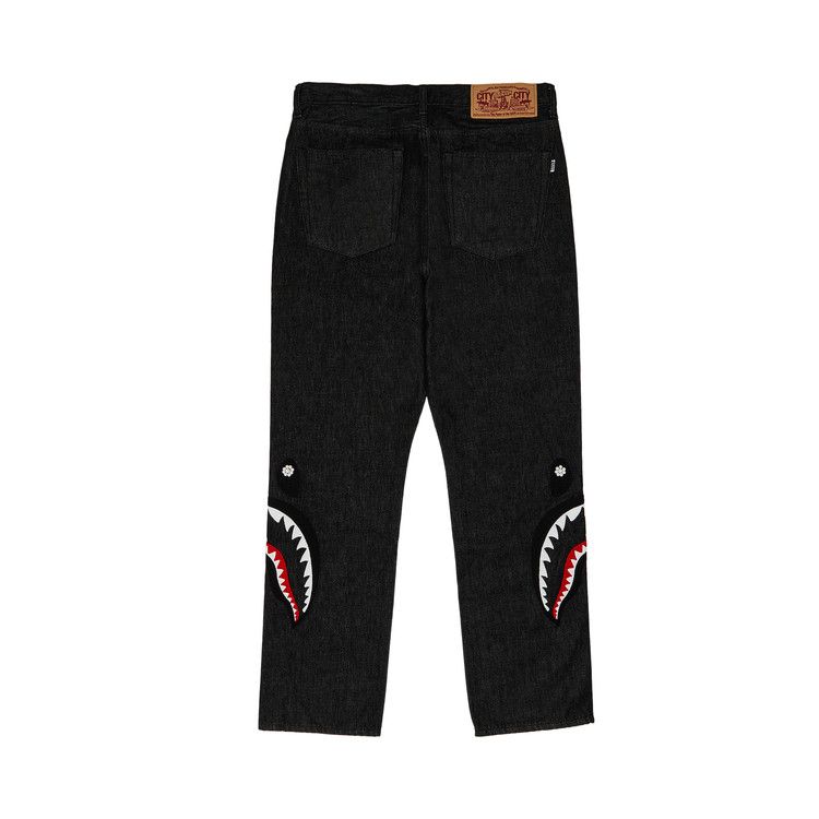 GOAT Exclusive BAPE Pearl Shark Relaxed Fit Denim Pants 'Black'