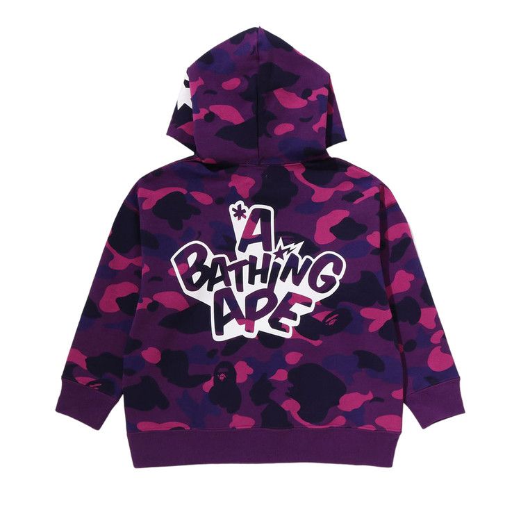 BAPE Kids Color Camo Ape Head Relaxed Fit Pullover Hoodie 'Purple'