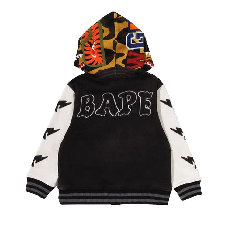 BAPE 1st Camo Shark Hoodie Print Sweat Varsity Jacket 'Black'