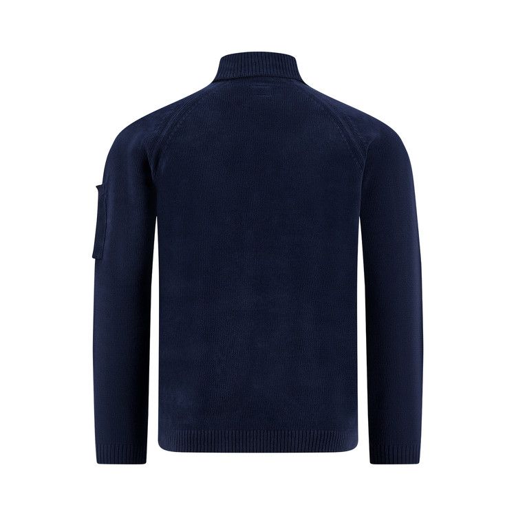 C.P. Company Cotton Chenille Polo Lens Sweater  'Midnight Navy'